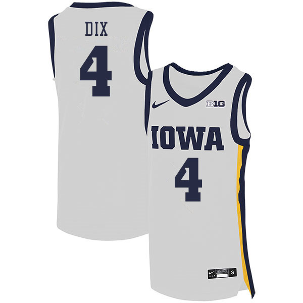 Men #4 Josh Dix Iowa Hawkeyes College Basketball Jerseys Stitched Sale-White